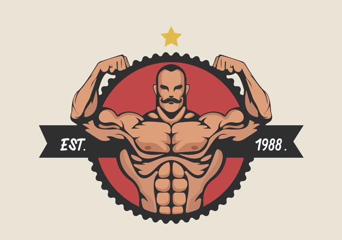 Muscular Man Flexing Bicep Vector Illustration