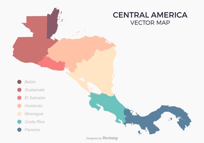 Mapa de América Central con los países coloreados vector