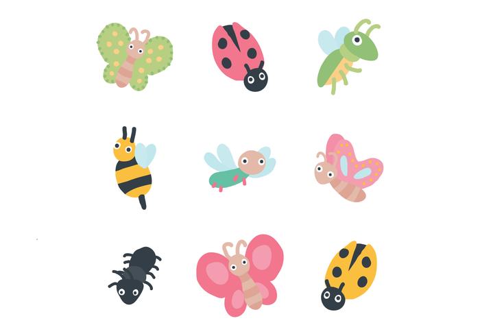 Set Of Cute Bugs vector