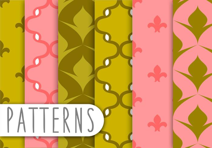 Pink and Green Decorative Pattern Set Pink and Green Decorative Pattern Set