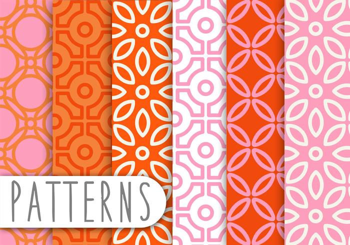 Pink and Orange Decorative Pattern Set Pink and Orange Decorative Pattern Set