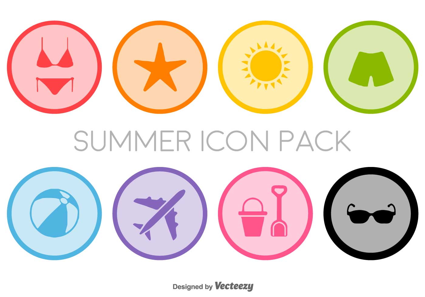 Flat Summer Icons Set - Vector - Download Free Vectors ...