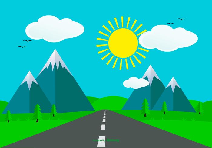 Cute Flat Style Landscape Scene vector