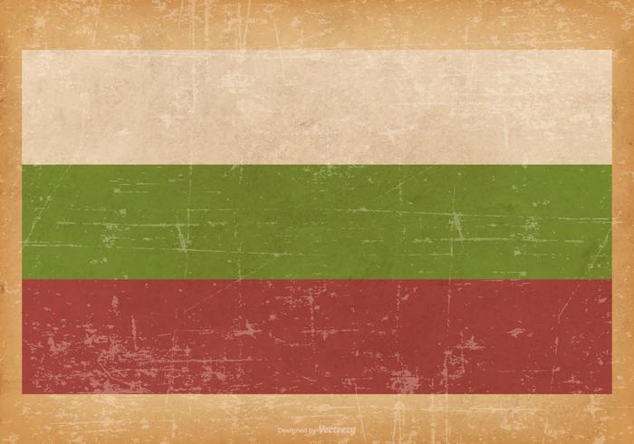 Bandera de Bulgaria en el fondo de grunge vector