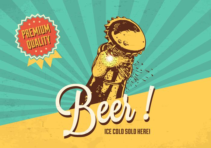 Cold Beer Vector Retro Poster