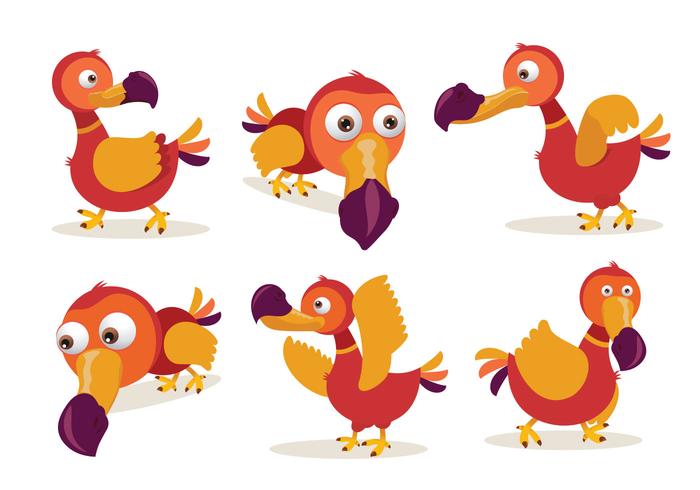 Dodo Cartoon Character Pose Vector Illustration