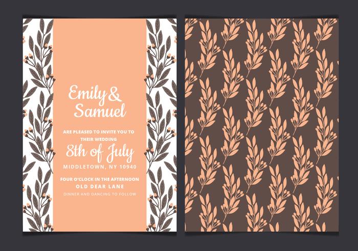 Vector Watercolor Wedding Invitation with Hand Drawn Branches