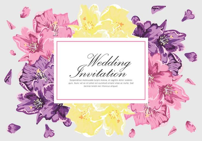 Rhododendron Invitation Vector Card