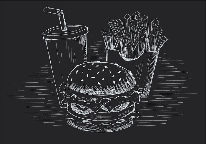 Mano libre dibujado vector Burger ilustración