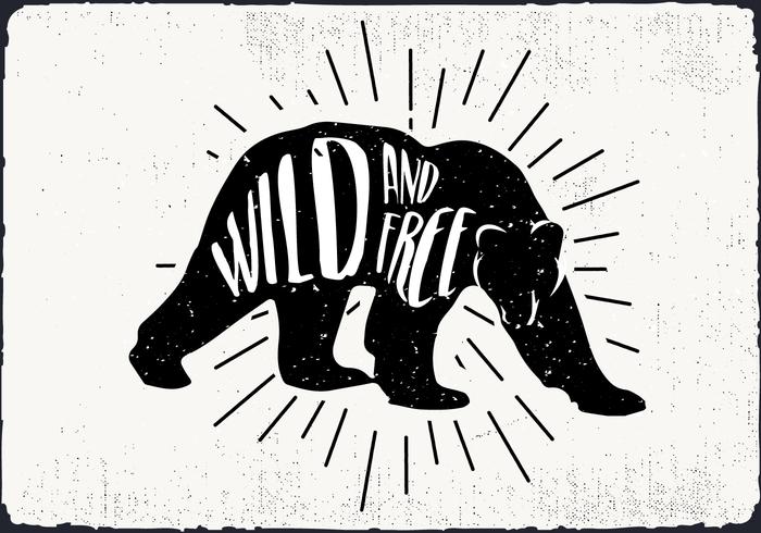 Vector libre silueta de la ilustración del oso con la tipografía