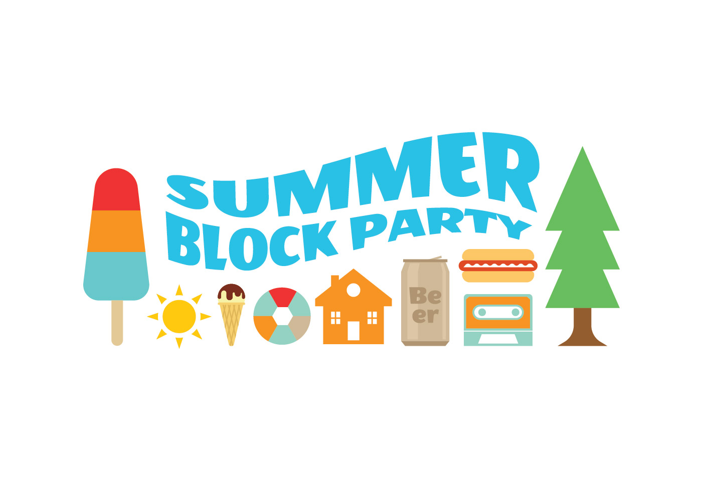 Block Party Summer Icons 147137 Vector Art at Vecteezy