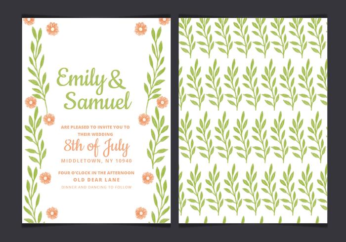 Vector Green Wedding Invitation