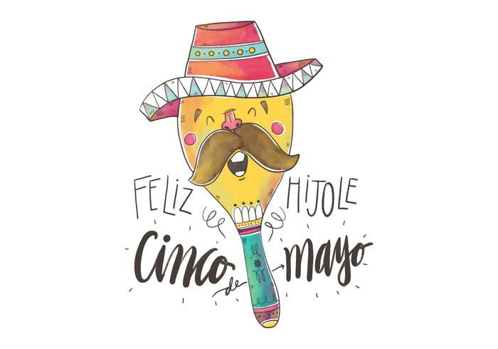 Maraca colorido lindo que canta para Cinco De Mayo vector