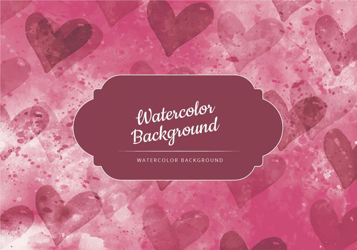 Vector Dark Red with Hearts Watercolor Background