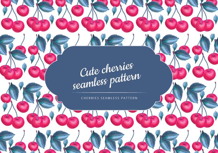 Vector Hand Drawn Cherries Seamless Pattern