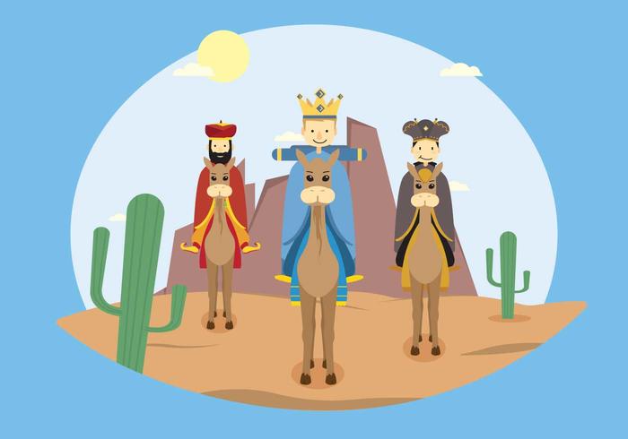 Free Three Wise Man Go To Baby Jesus's Place Illustration vector