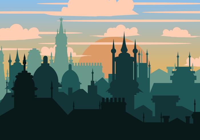 Ciudad De Praga En Silueta vector