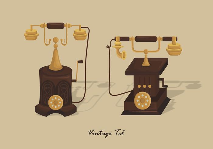 Vintage Gold Telephone Vector Illustration