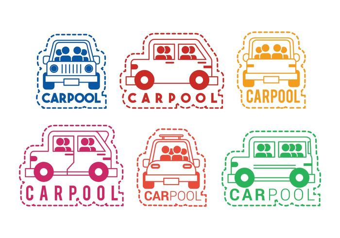 Carpool conjunto de pegatina icono vectorial vector