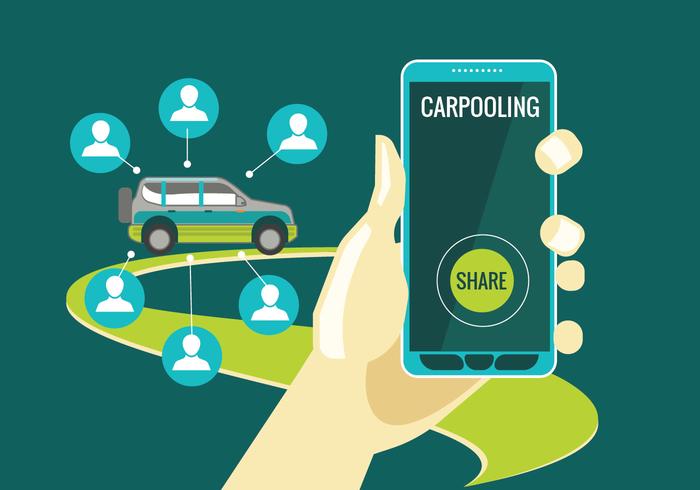 Carpooling Concept on Green Background vector