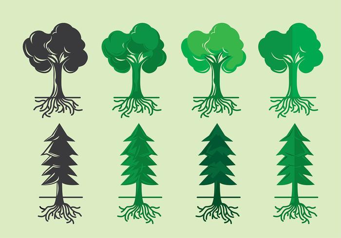 Tree With Roots Variant Icon vector