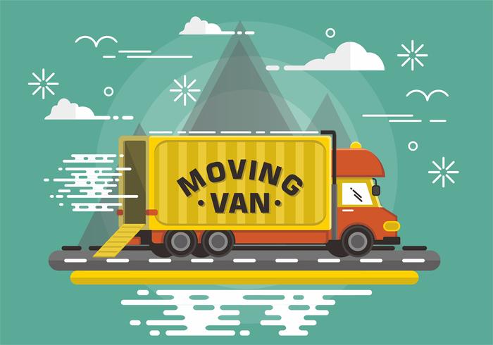 Flat Moving Van Vector Design