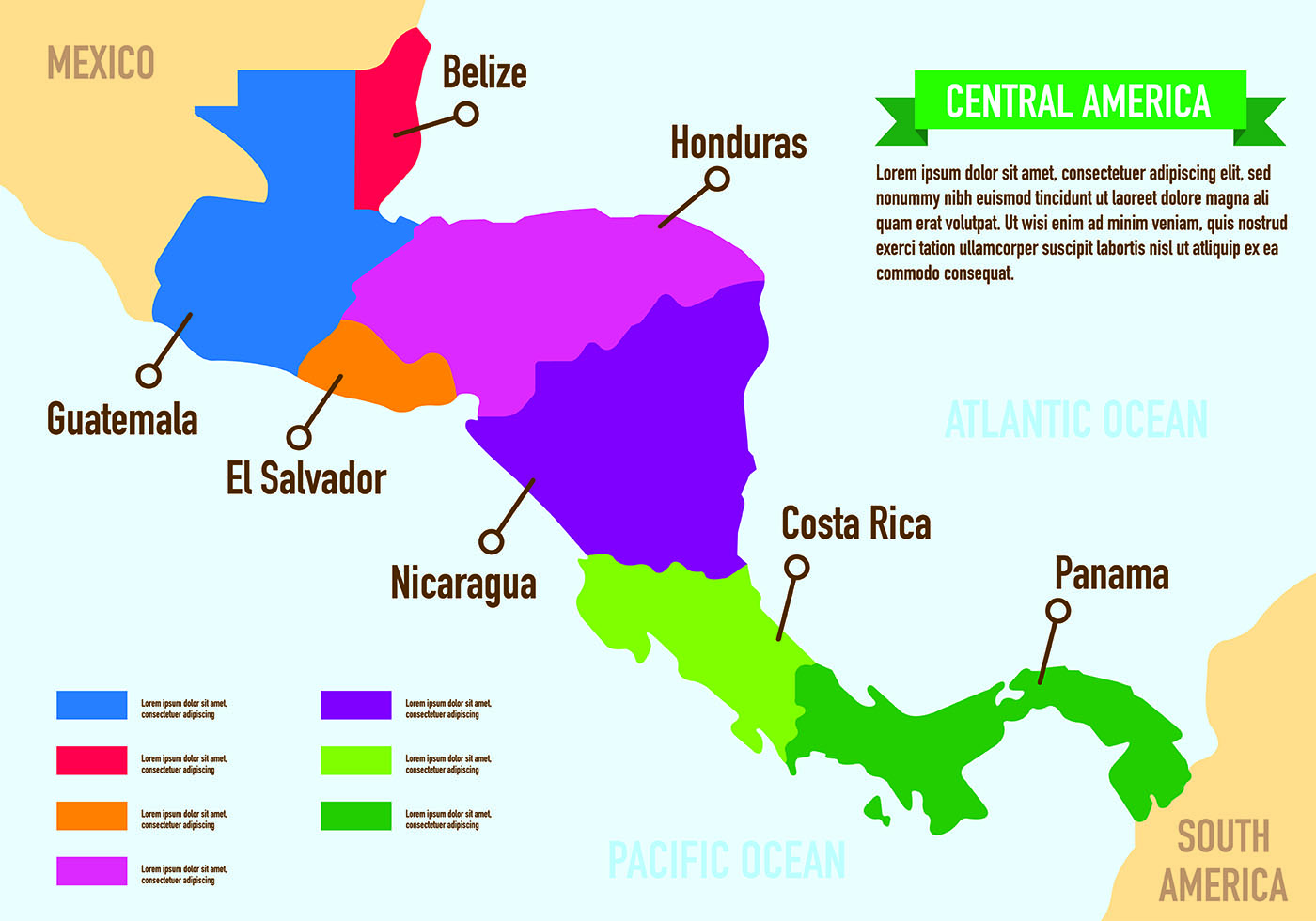 América Central Mapa Infografía 147439 Vector en Vecteezy