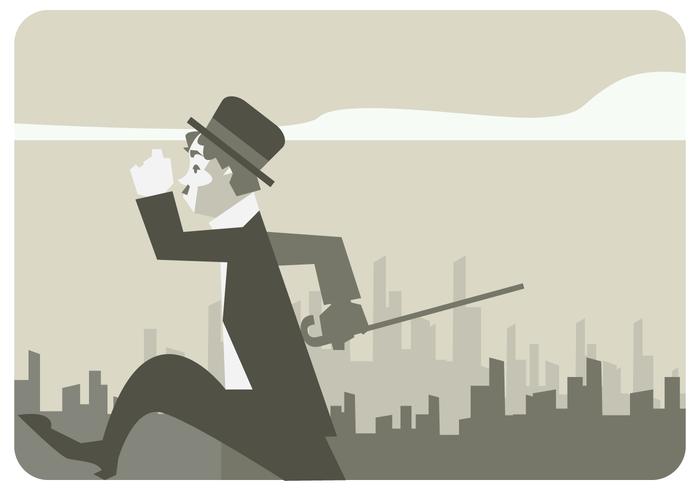 Charlie Chaplin Walking In The City Street Vector Vector Art At Vecteezy