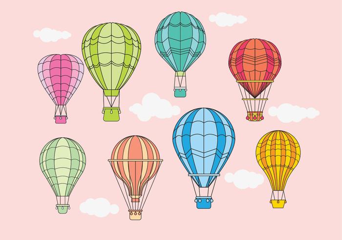 Vintage Hot Air Balloons Design Vectors 