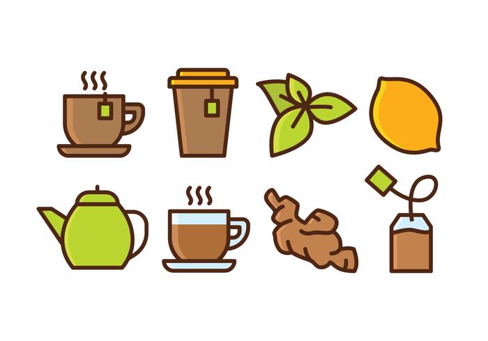 Icono de té de hierbas conjunto vector