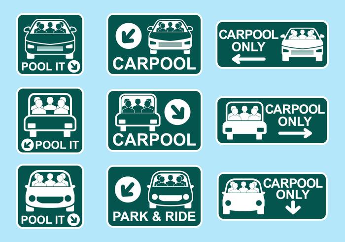 Carpool Sign Icon Vectors 