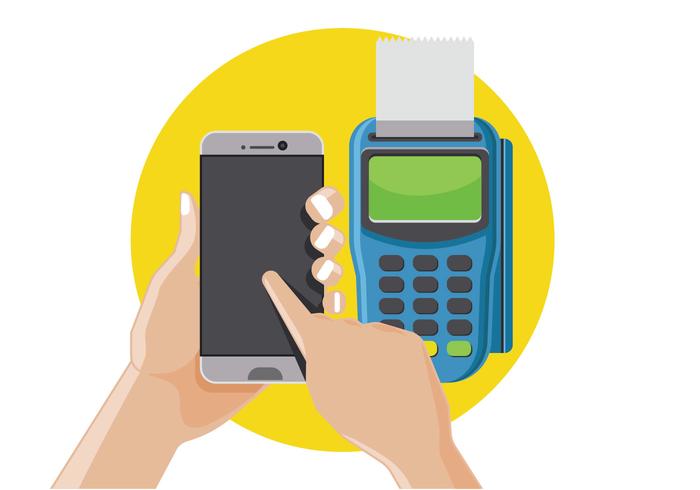 Man Pay by NFC on Smart Phone vector