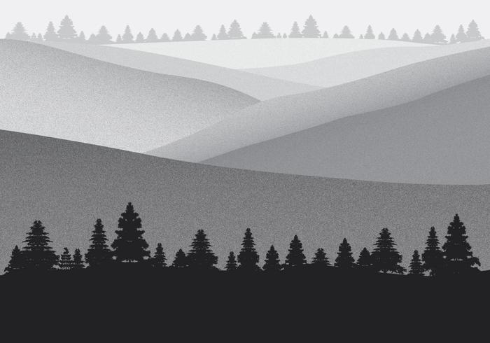 Paisaje de montaña con el fondo del grano de la película Efecto vectorial vector