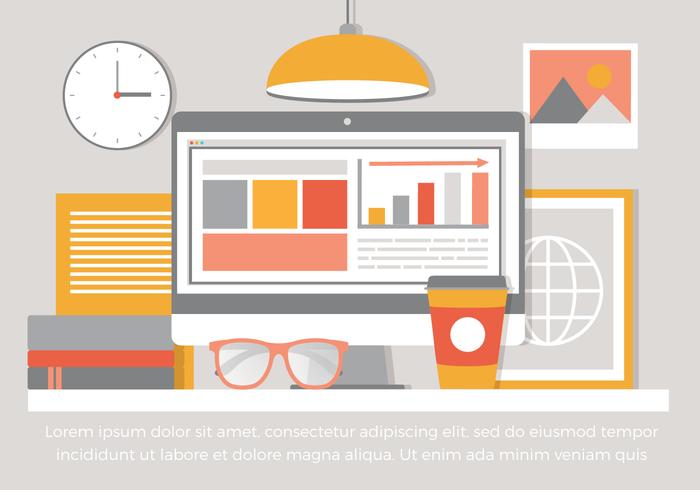 Free Vector Flat Design Desktop Illustration Free Vector Flat Design Desktop Illustration