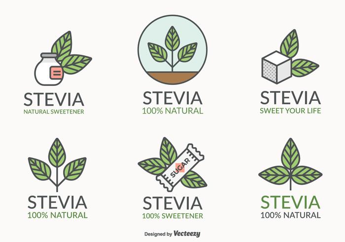 Stevia hoja edulcorante natural Vector Set Logo