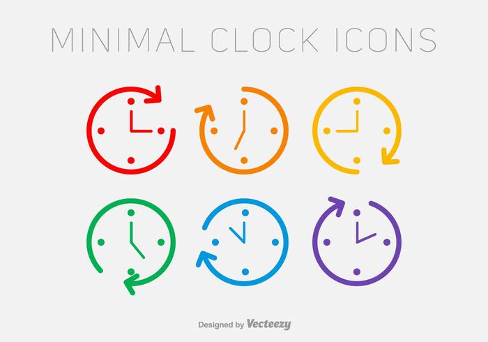 Iconos del reloj de la línea del vector