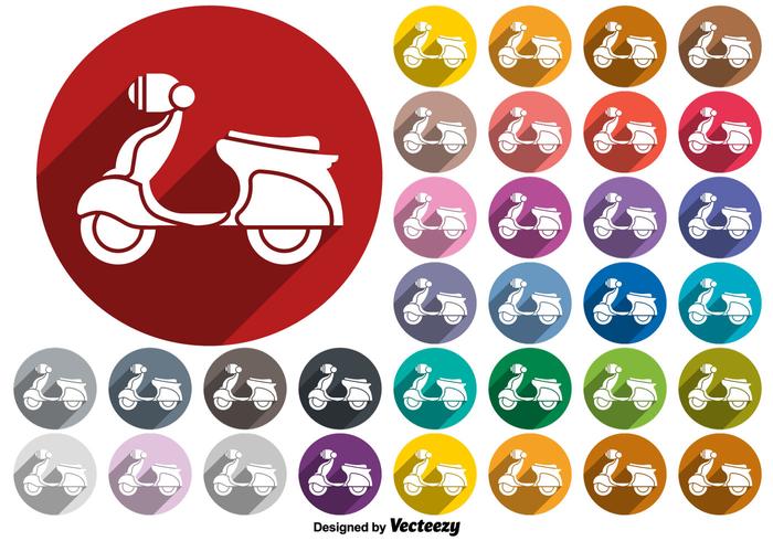 Scooter Flat Colorful Icons Vectors