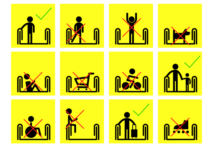 Yellow Escalator Sign Vector Yellow Escalator Sign Vector