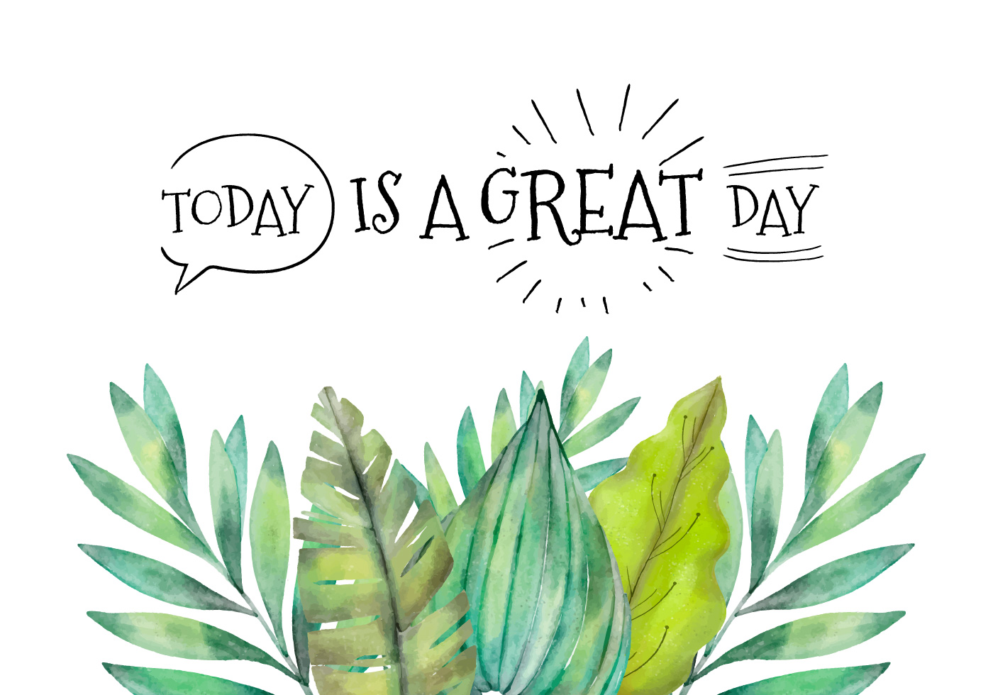 Watercolor Tropical Leaves With Motivational Quote 147774 Vector Art at