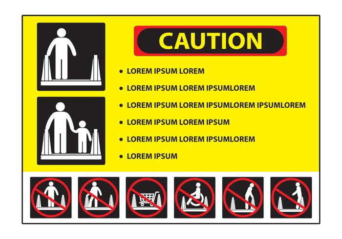 Señal de precaución de escalera mecánica vector