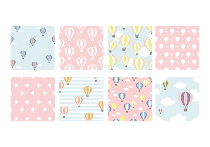 Pastel Hot Air Balloon Vector Patterns 