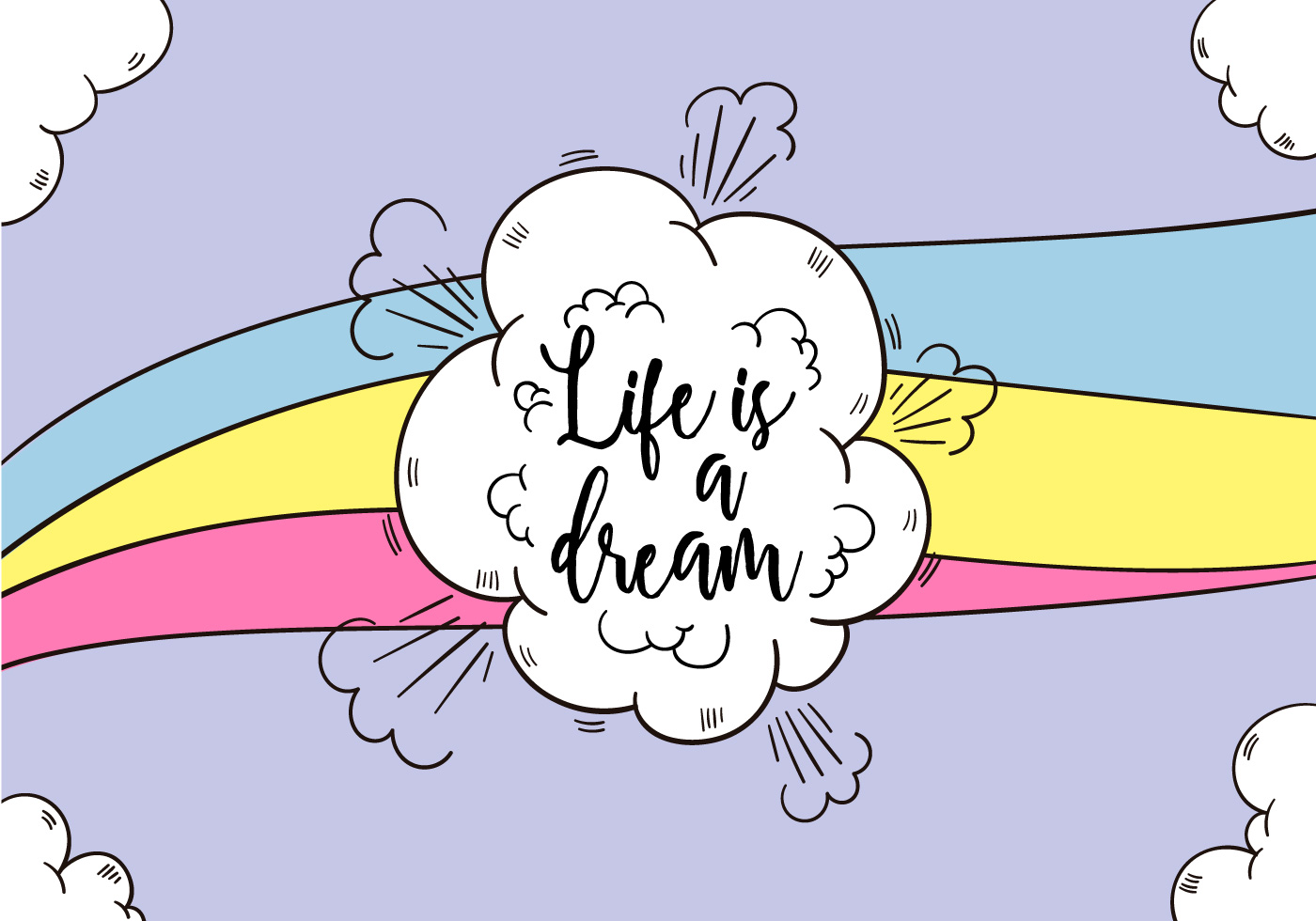 Download Clouds And Rainbow With Motivational Quote About Life ...