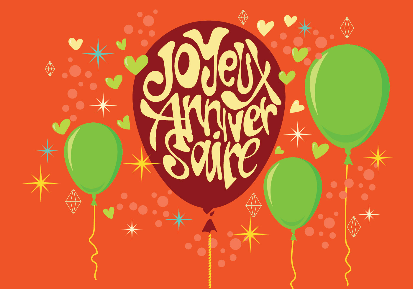 Carte Joyeux Anniversaire with Balloons and Stars - Download Free Vectors, Clipart Graphics ...