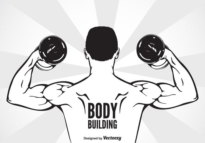 Bodybuilder With Dumbbell Flexing Muscles vector