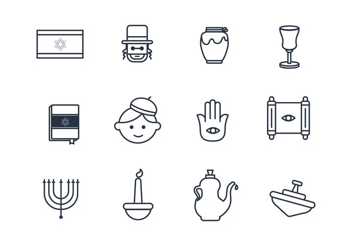 Iconos del esquema del judaísmo vector