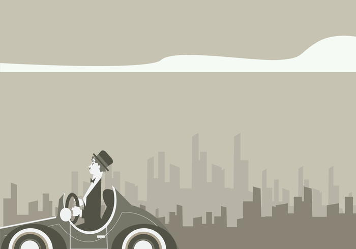 Slapstick Gentleman Driving Classic Car Vector