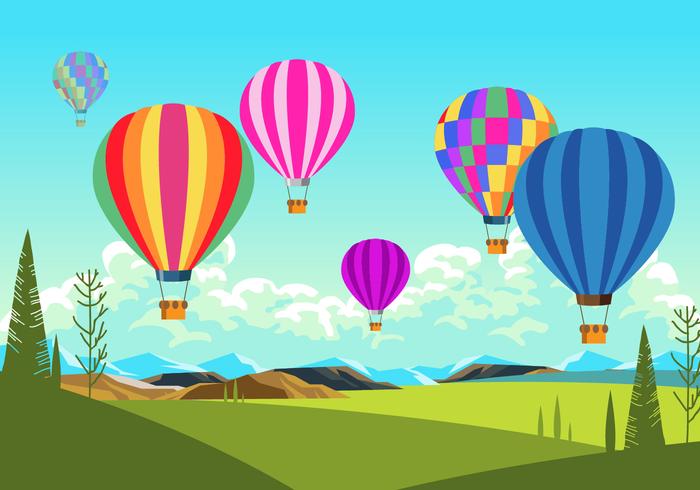 Colorful Hot Air Balloons Scene Vector 