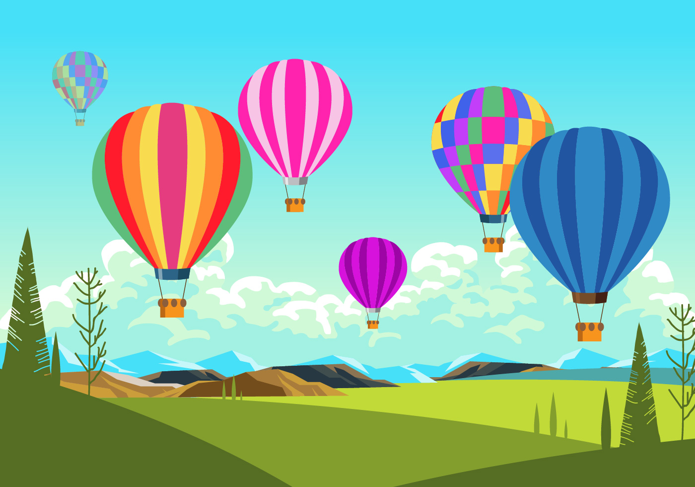 Colorful Hot Air Balloons Scene Vector 147903 Vector Art at Vecteezy