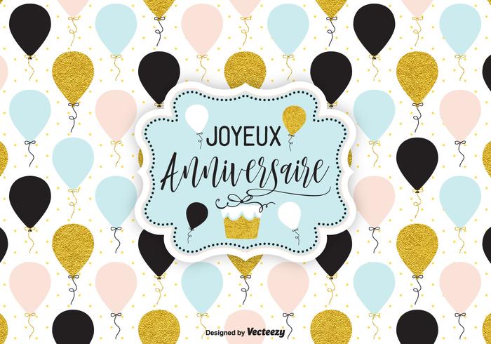 Festive Joyeux Anniversaire Balloons Vector Card