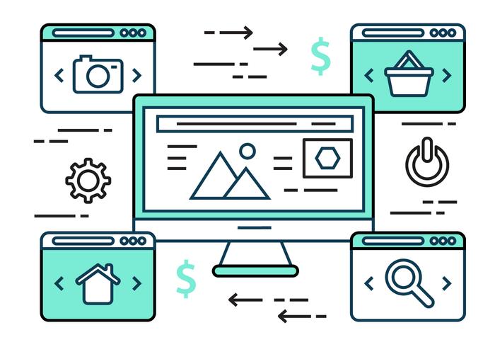 Free Flat Design Linear Vector Icon Set